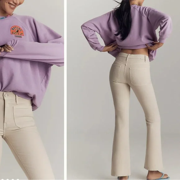 MOTHER The Patch Pocket High-Rise Flare Jeans in Cream - Picture 3 of 12